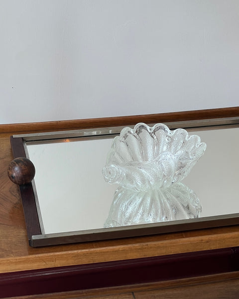 Vintage clear / silver Murano shell bowl