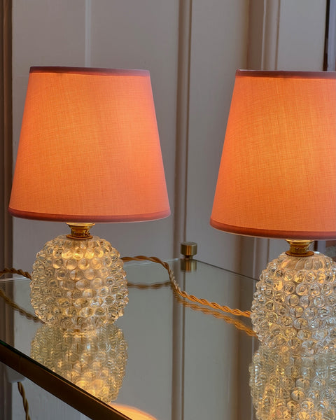 Vintage clear Murano table lamp (with shade) - 2 available