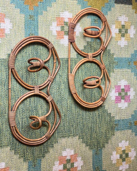 Vintage rattan coat rack