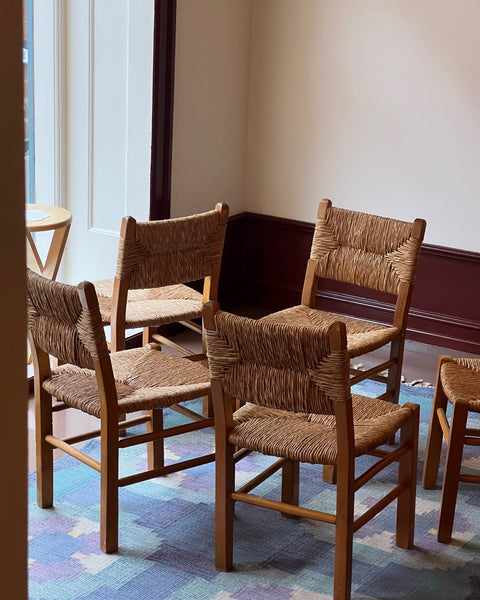 Vintage wicker and wood chair, Sweden, 1950s (5 available)