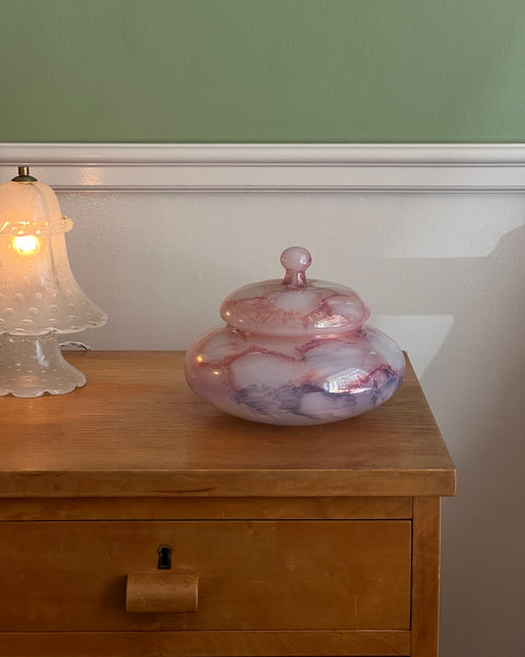 Vintage large pink Murano bonbonniere