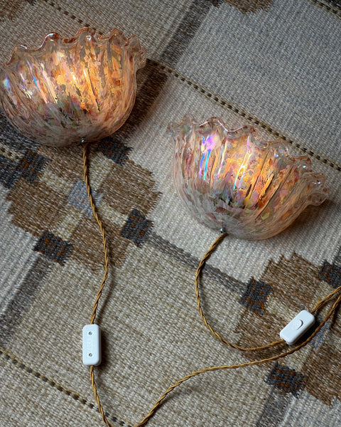 Vintage golden/peach/iridescent Murano wall lamp
