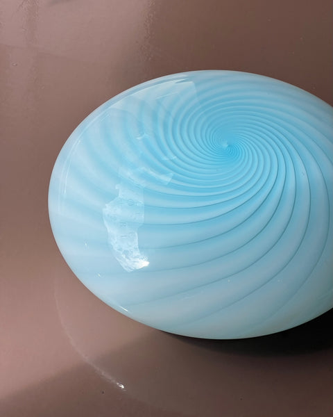 Vintage Murano light blue swirl ceiling/wall lamp (D30)