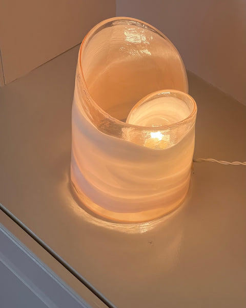 Vintage milky white/pink Murano table lamp
