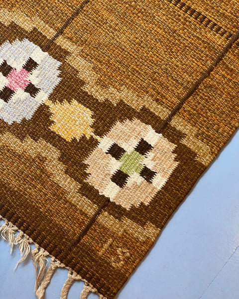 Vintage flat weave rug/runner by Ingegerd Silow (IS)