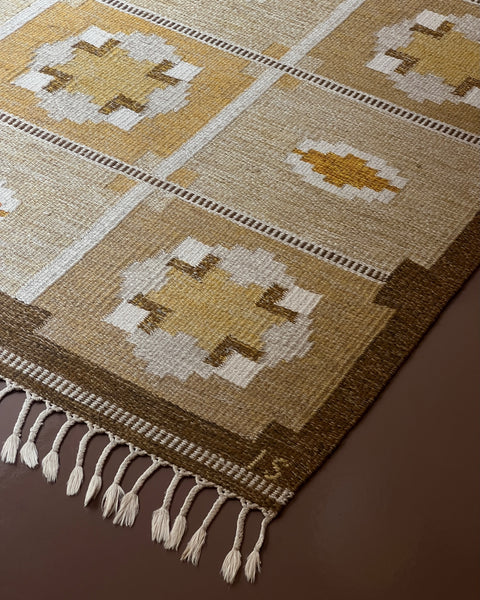 Vintage flat weave rug by Ingegerd Silow (IS)