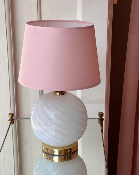 Vintage white swirl Murano table lamp (with shade)