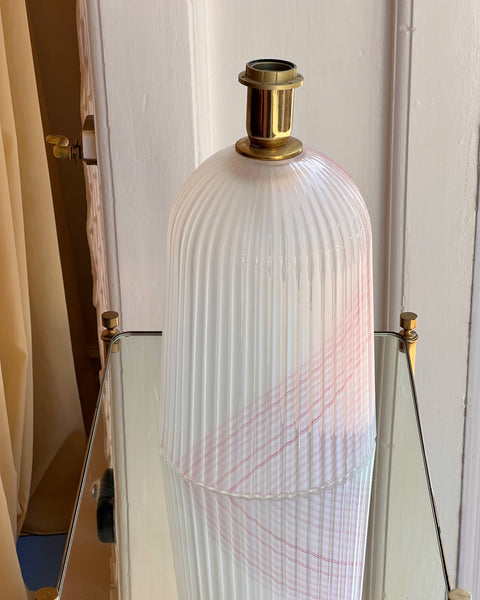 Vintage light pink/white swirl Murano table lamp (without shade)