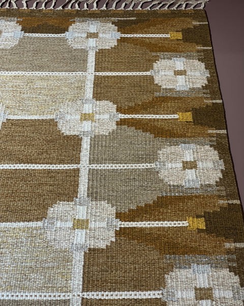 Vintage flat weave rug by Ingegerd Silow (IS)
