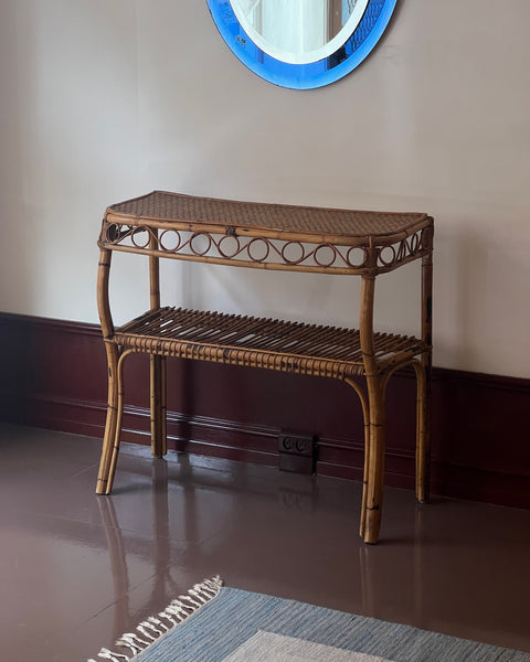 Vintage rattan console table