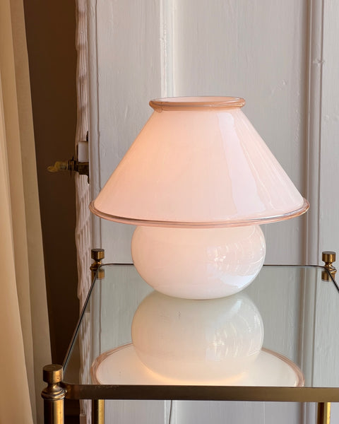 Vintage peach/white Murano mushroom table lamp