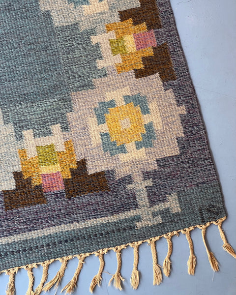Vintage flat weave rug by Ingegerd Silow (IS)