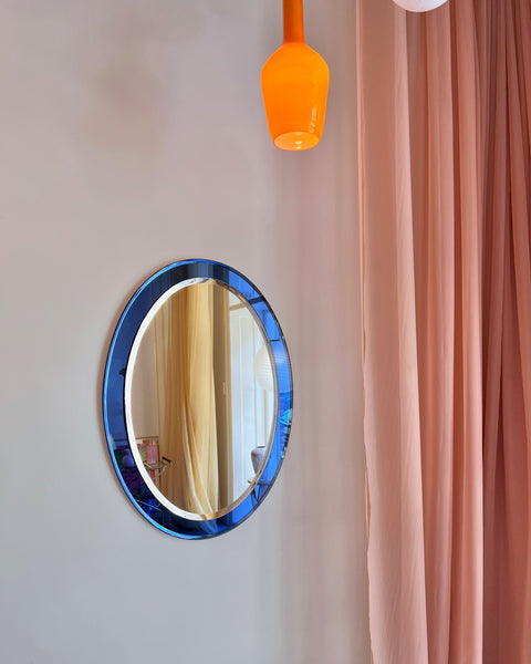 Vintage Italian mirror with blue mirror frame