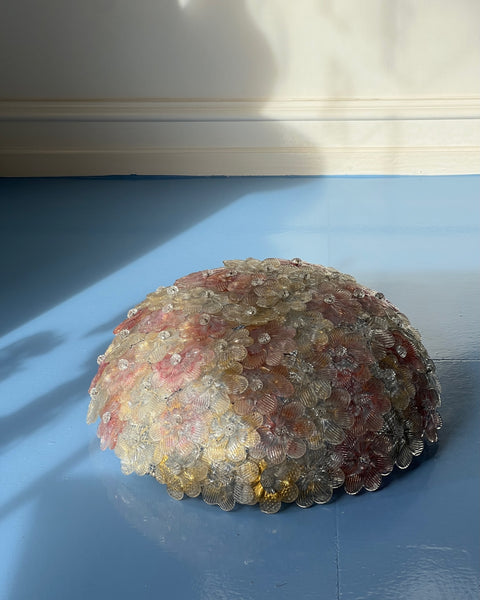 Vintage golden/white/pink Murano flower ceiling/wall lamp (D40)