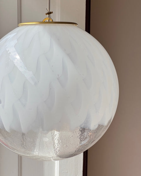 Vintage white clear Murano ceiling lamp (D35)