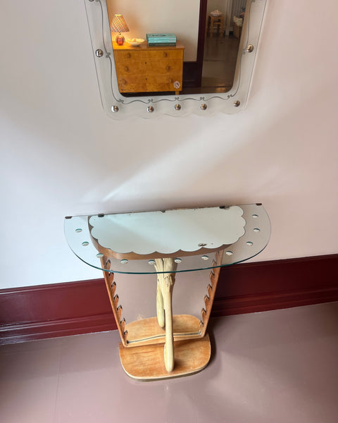 Set of vintage console table and mirror, Italy 1940s