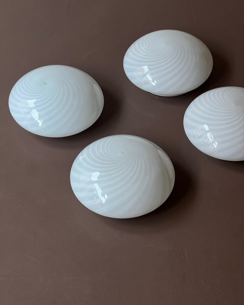 Vintage Murano white swirl ceiling/wall lamp (D30) (2 available)