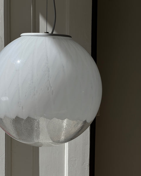 Vintage white clear Murano ceiling lamp (D35)