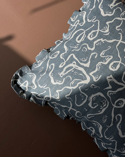 Karin’s Dress ruffled cushion - Denim