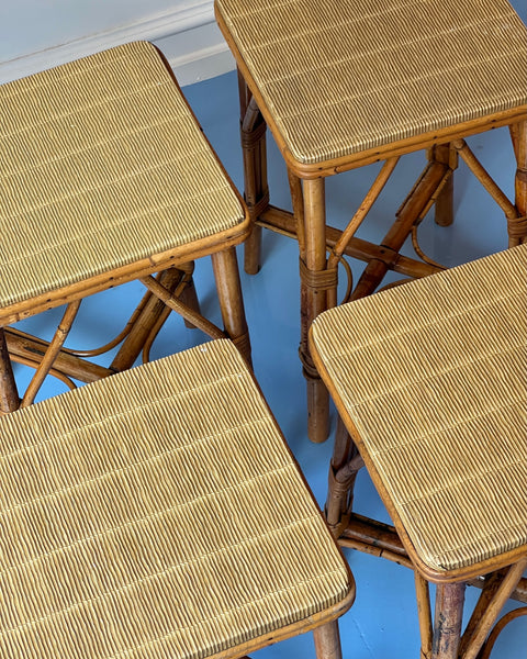 Vintage small rattan side table (4 available)