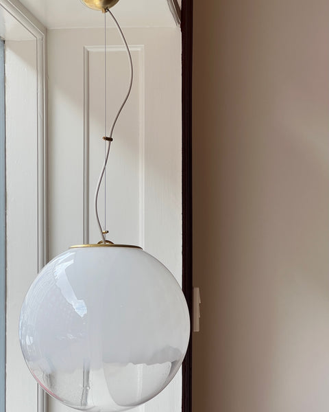 Vintage white clear Murano ceiling lamp (D35)