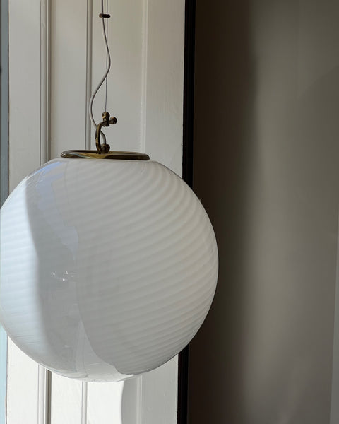 Vintage Murano white swirl ceiling lamp (D50)