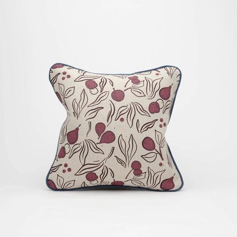 Anita cushion - Plum w. indigo piping