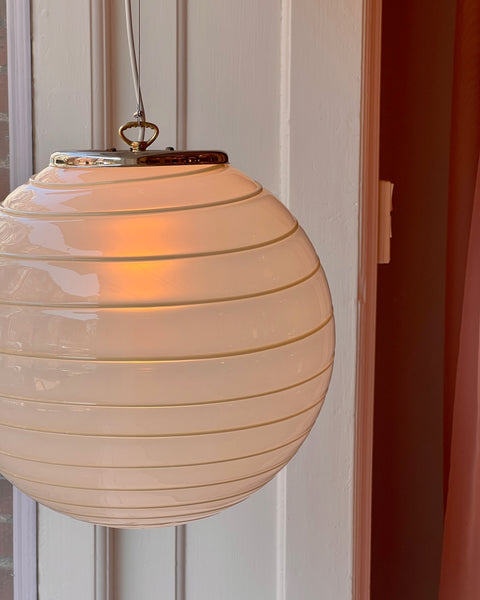 Vintage Murano round cream/white opal swirl ceiling lamp (D35)