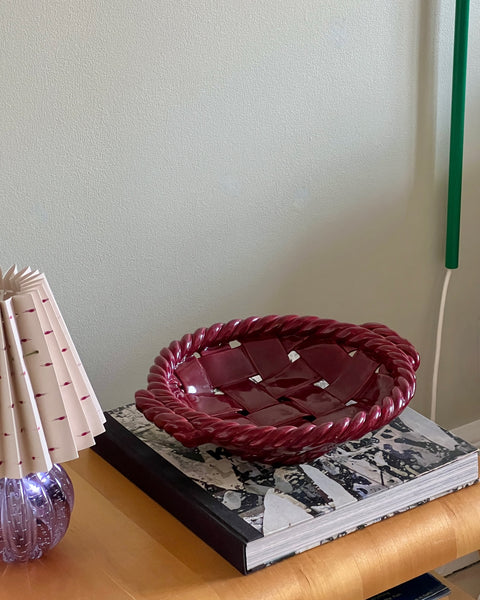 Vintage red ceramic basket