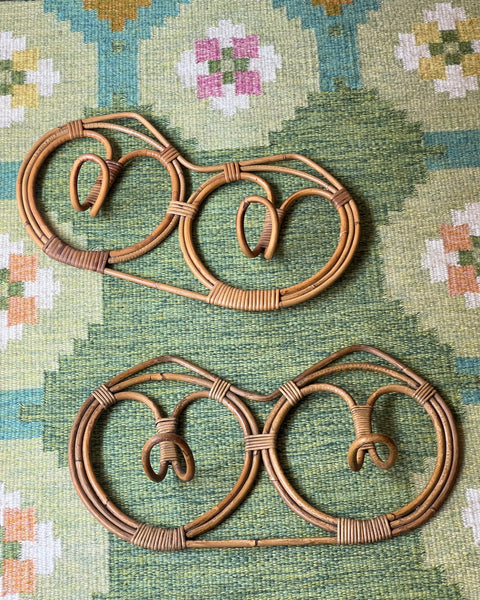 Vintage rattan coat rack