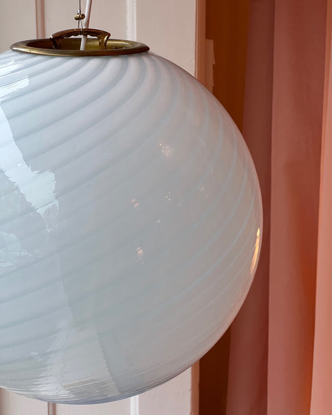 Vintage Murano light blue swirl ceiling lamp (D40)