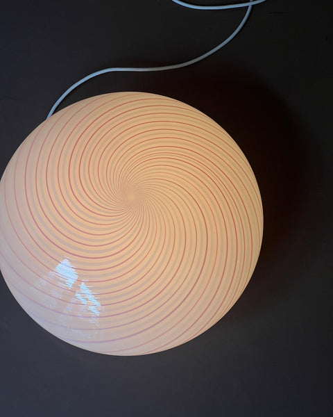 Vintage Murano pink/white swirl ceiling/wall lamp (D35)