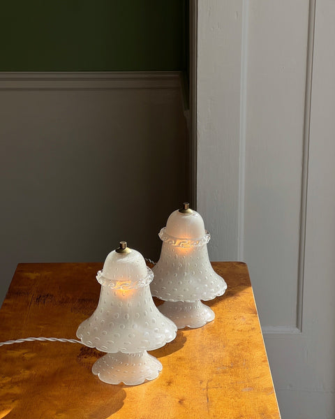 Vintage clear/frosted Murano table lamps (Sold as a pair)