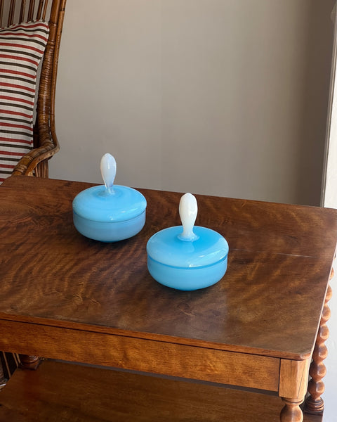 Vintage opal blue Murano bonbonniere