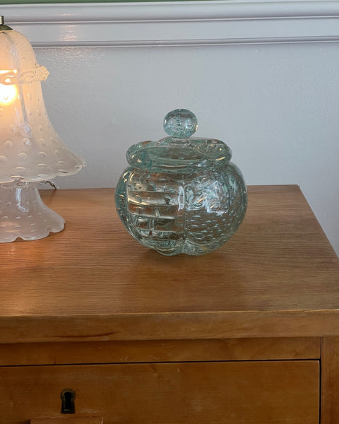 Vintage clear / light blue Murano bonbonniere