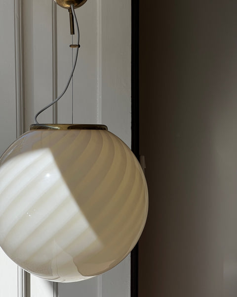 Vintage light yellow/cream swirl Murano ceiling lamp (D40)