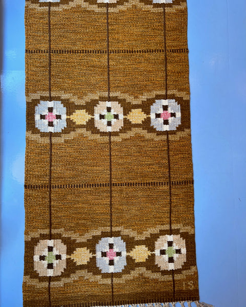 Vintage flat weave rug by Ingegerd Silow (IS)