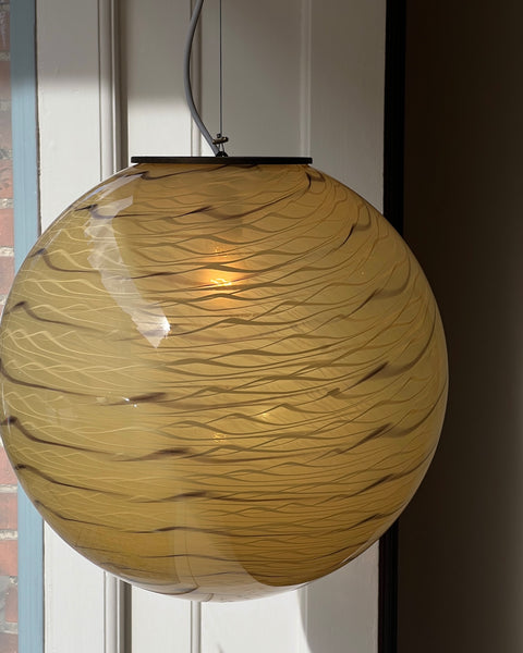 Vintage yellow/cream/brown swirl Murano ceiling lamp (D45)