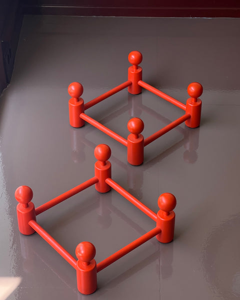 Vintage red wooden coat rack (2 available)