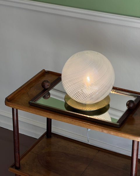 Vintage white swirl Murano table lamp