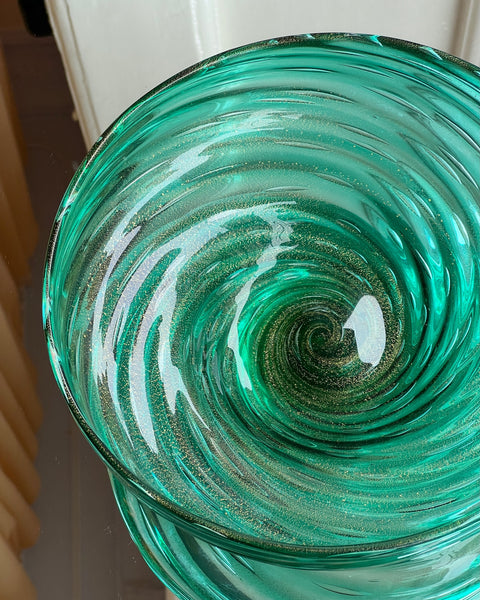 Vintage green / golden Murano bowl