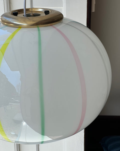 Vintage Murano multi-colored vertical stripes ceiling lamp (D45)