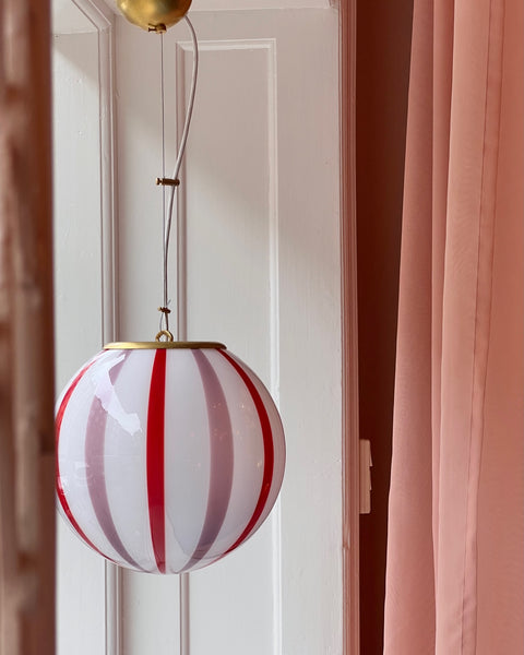 Ceiling lamp - Pink lavender / red vertical stripes (D30)