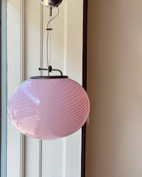 Vintage oval pink swirl Murano ceiling lamp (D40)