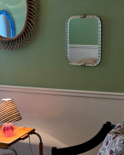 Vintage Italian mirror with twisted clear glass frame