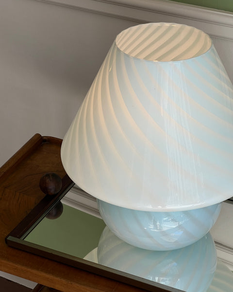 Vintage light blue Murano mushroom table lamp - Large