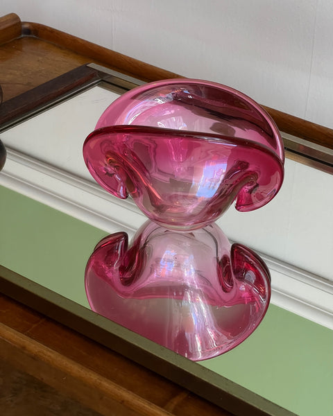 Vintage pink Murano shell bowl
