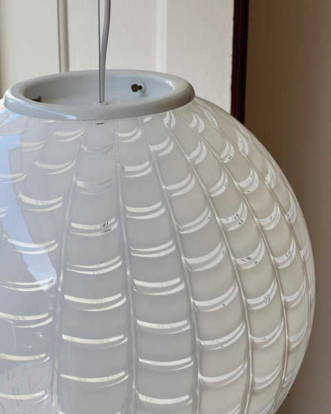 Vintage round white pattern Murano ceiling lamp (D40)