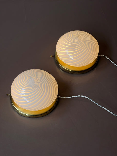 Vintage Murano white swirl ceiling/wall lamp (D23)