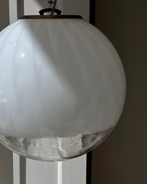 Vintage white clear Murano ceiling lamp (D35)